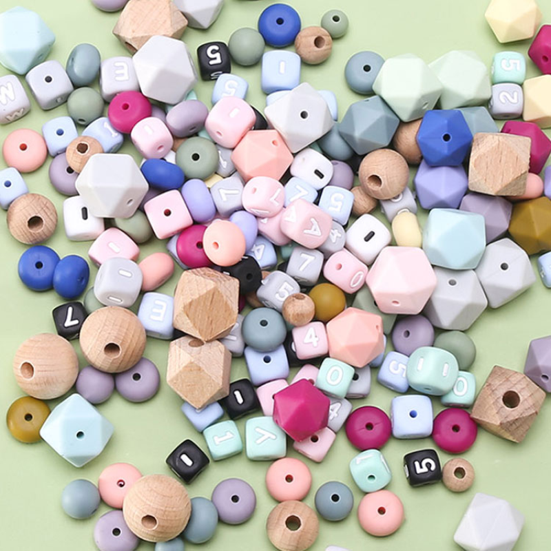 Baby Teething Beads Manufacturer - Alphabet Heart Shaped Beads