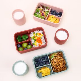 Silicone Lunch Box Manufacturer - 3 Compartment Bento Microwave Safe