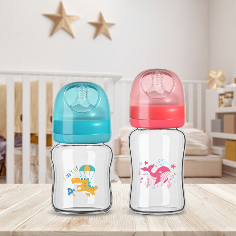 Baby Feeding Bottle Factory - 240ml Borosilicate Glass Cartoon Print