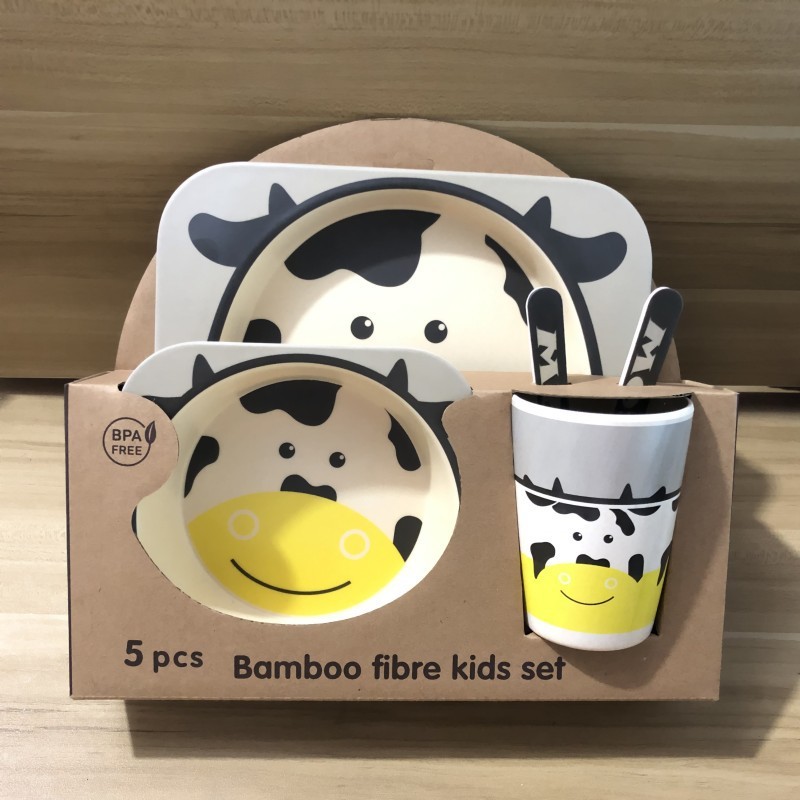 Baby Plate Factory - Wholesale 5 Piece Bamboo Fiber Divided