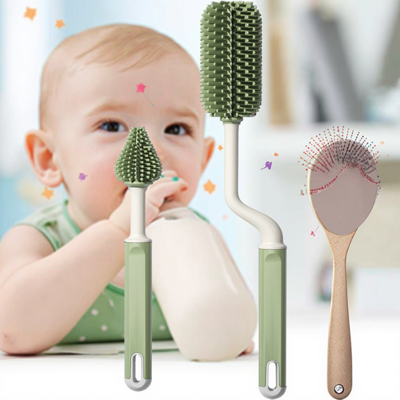 Pacifier Cleaning Brush Factory - 3 in 1 360 Degree Silicone