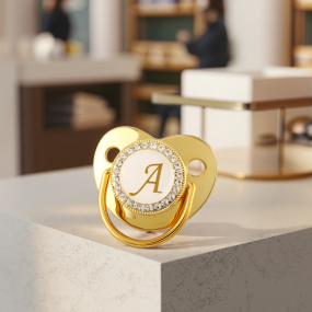 Pacifier Clip Factory - Custom Gold Luxury Feeder with Blank