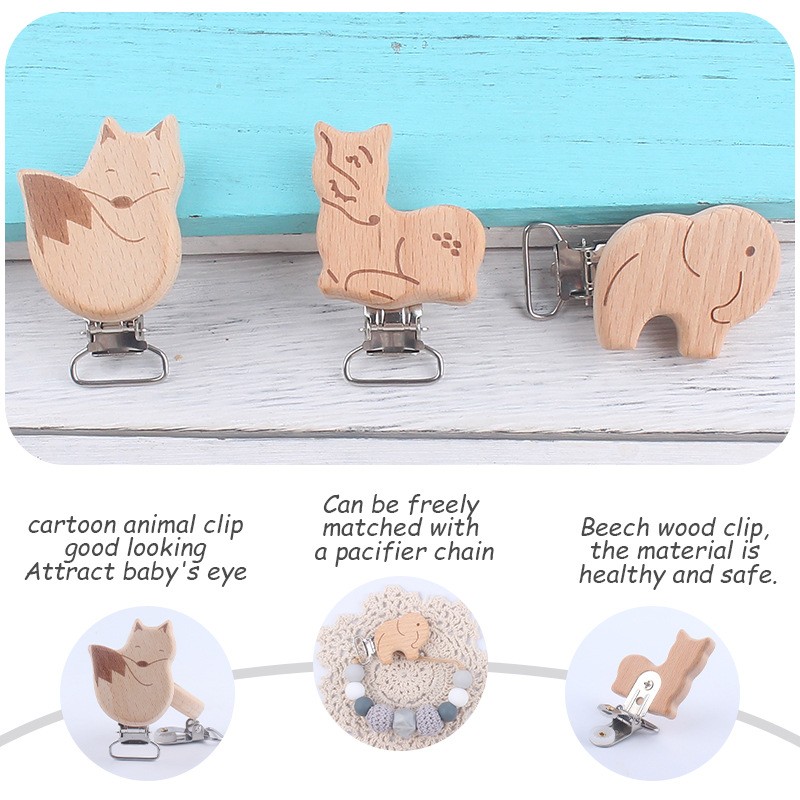 Pacifier Clips Factory - Custom Natural Beech Wooden Teething