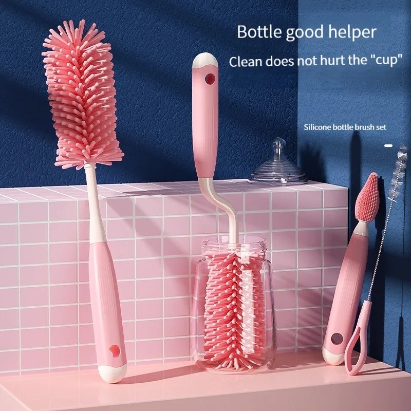 Baby Bottle Brush Set Factory - 3 in 1 Silicone Straw Cleaner