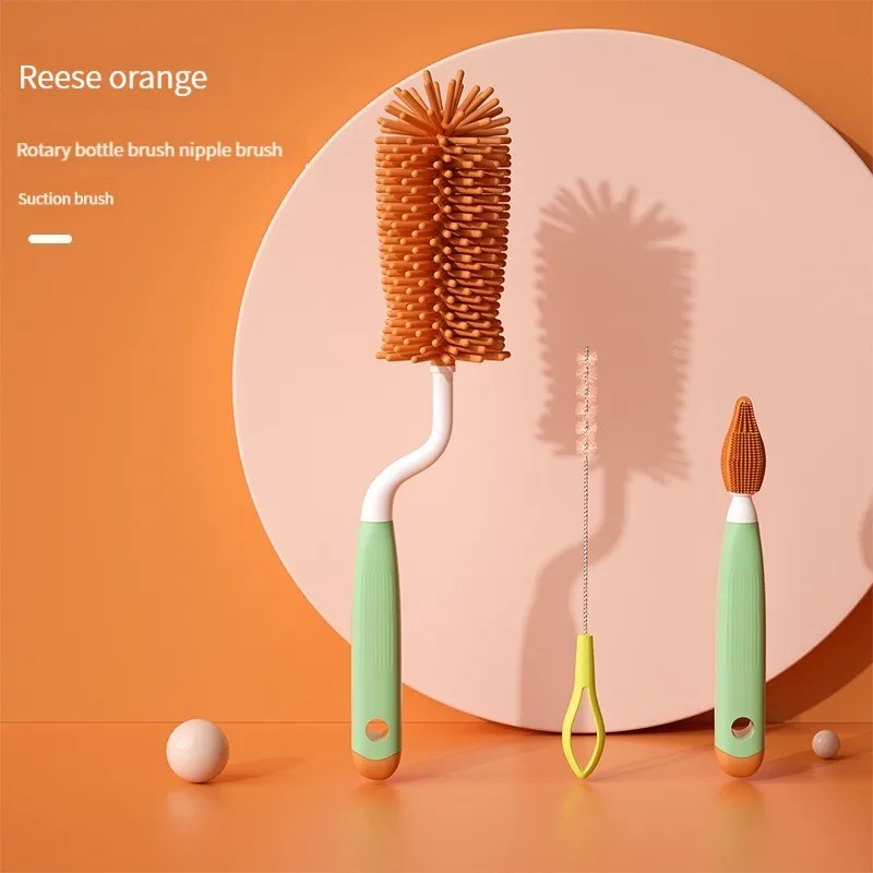 Baby Bottle Brush Set Factory - 3 in 1 Silicone Straw Cleaner