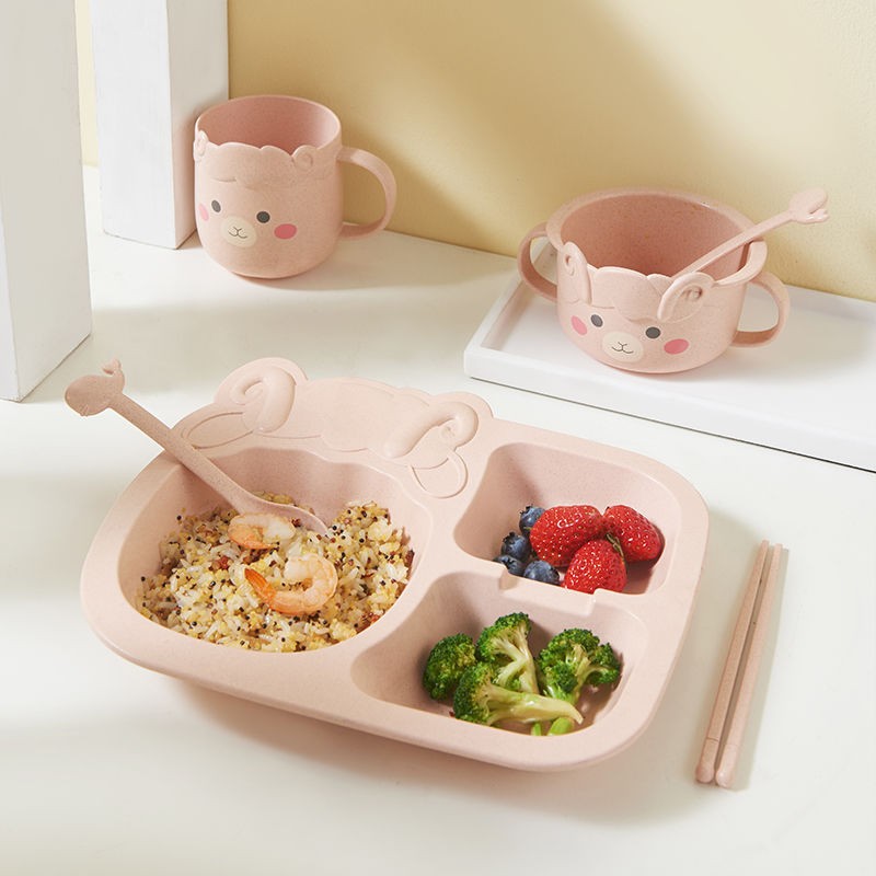 Baby Tableware Set Factory - Custom Dinosaur Wheat Fiber
