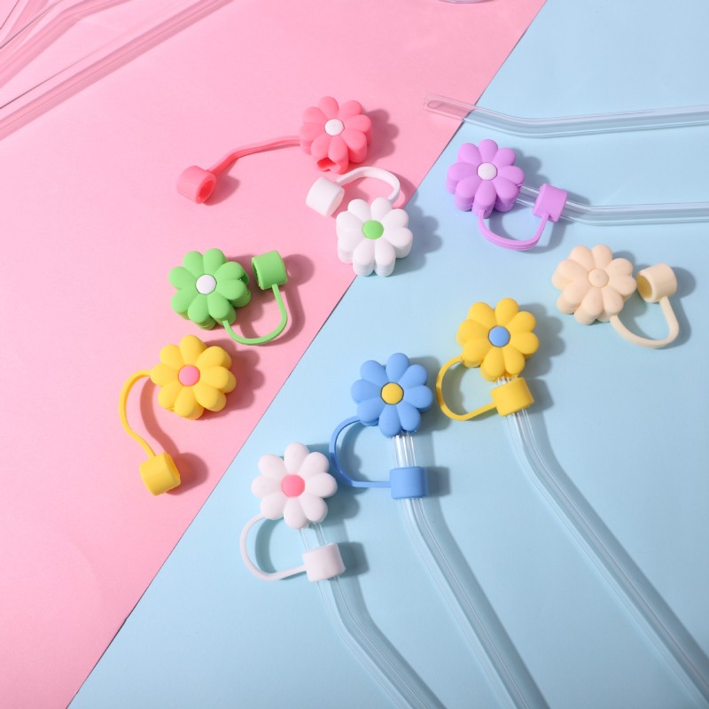 Silicone Straw Topper Manufacturer - 10mm Daisy Flower Cover