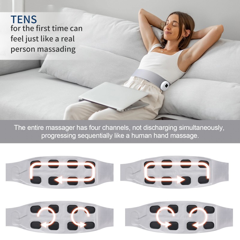 Portable EMS & TENS Massager Red Light Heated Waist Massage Belt for Pain Relief & Abdominal Exercise Electric Slimming Device