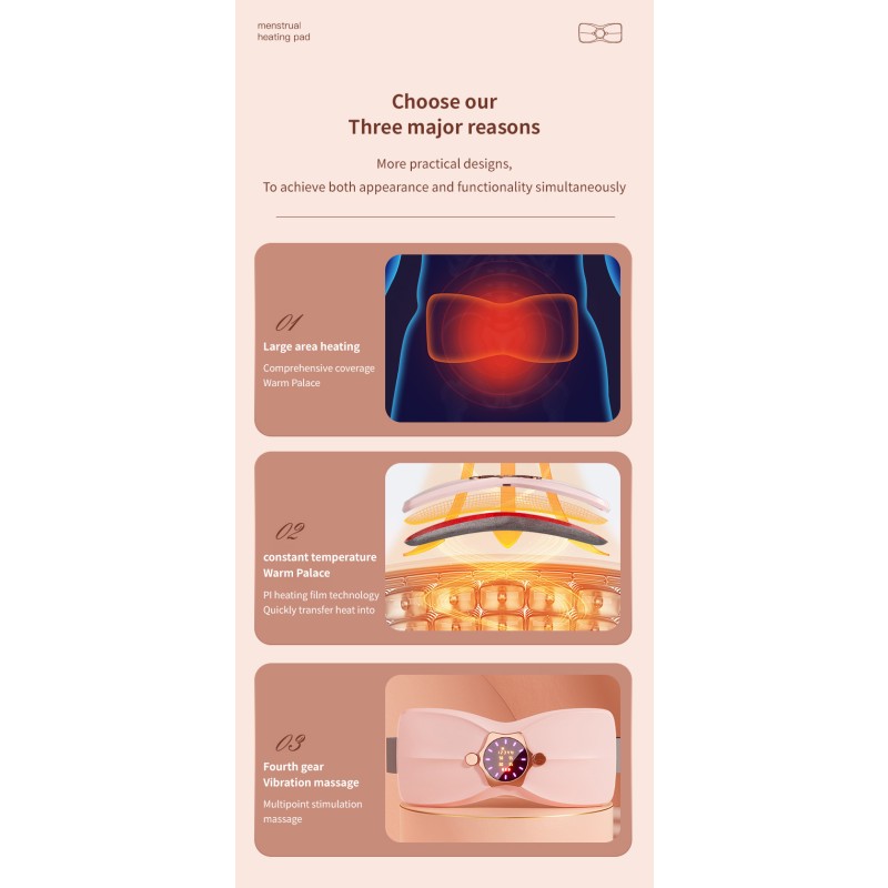 Portable Electric Fast Heating Waist Belt Belly Back Pain Relief Cordless Period Heating Pad Massager for Cramps