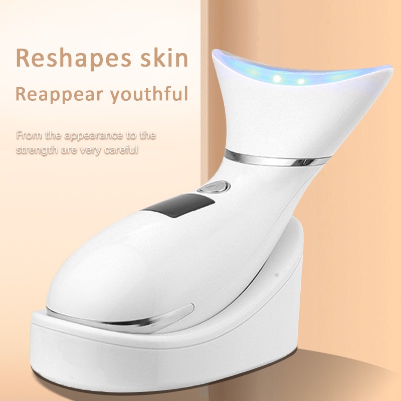 Women's High Frequency Microcurrent LED Photon EMS Facial Neck Lift Device ABS Skin Care Hot Cold Modes Skin Tightening