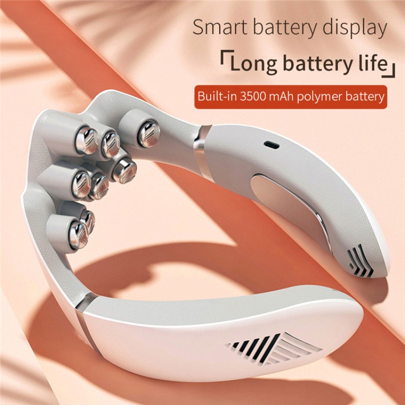 Portable Mini Smart Voice Rechargeable Neck & Shoulder Massager with Heat/Cool Features Provides Pain Relief