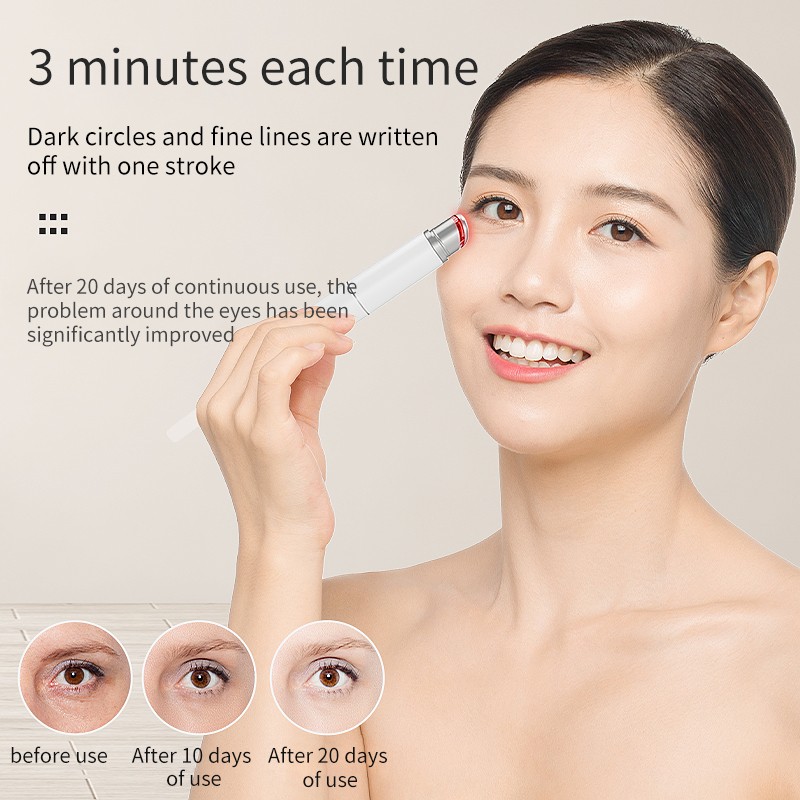 2 in 1 Electric Beauty Device Anti Wrinkle Eye Eyelash Curler Lift Heated Sonic Eye Lips Cream Massager Pen