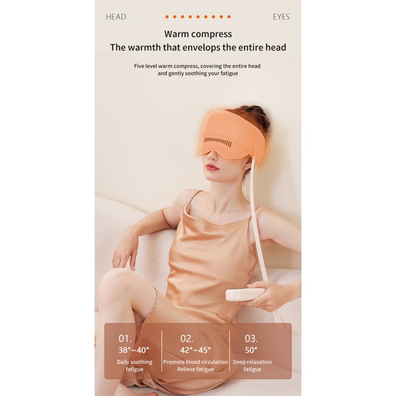 Headache Fatigue Relief 6 Zone Airbag Massage Scalp Cap Eye Massager Sleep Aid Head Massager Device With Heat Compression