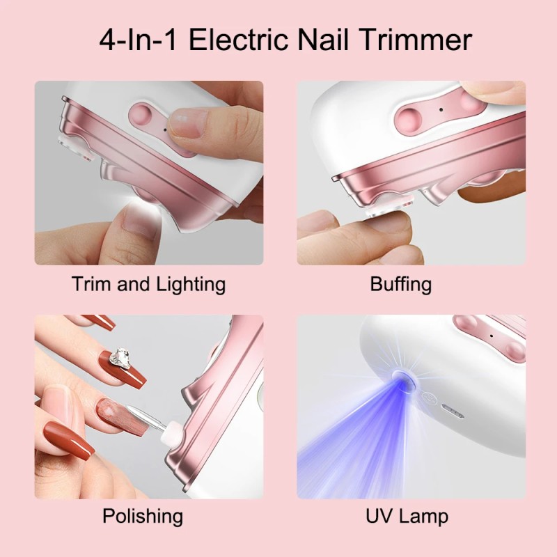 Mini Portable Automatic Nail Clipper Electric Nail Drill File With UV LED Lamp for Nails Gel Polish