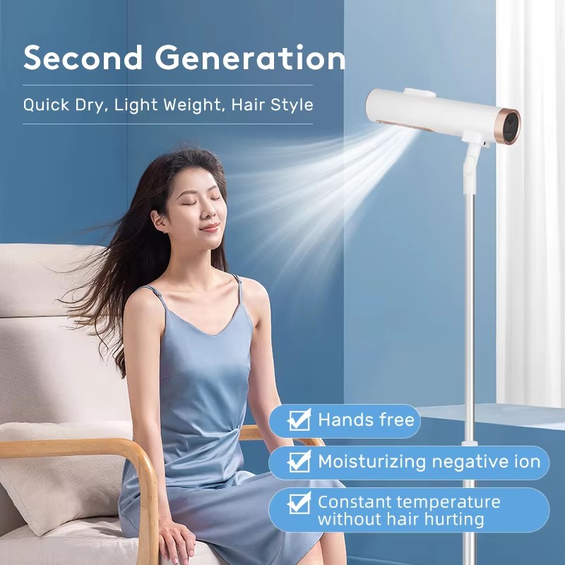 Hands Free Stand up Adjustable Vertical Hot Cold Wind Leafless 20000RPM Hair Blow Dryer Professional Salon Standing Hair Dryer