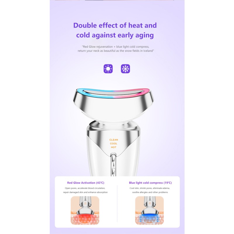 Multifunctional Facial Skin Care Tool LED Neck Beauty Machine Wrinkle Remover Hot Cold Face and Neck Lifting Massager