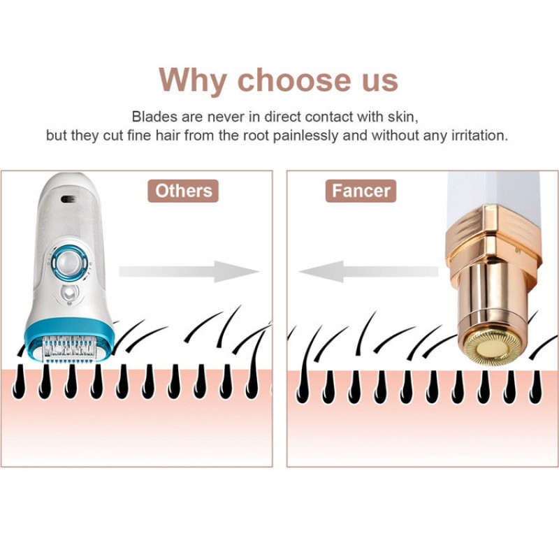 Mini Rechargeable LED Light Electric Eyebrow Trimmer for Women Portable Painless Facial Hair Removal Tool Female Face Design