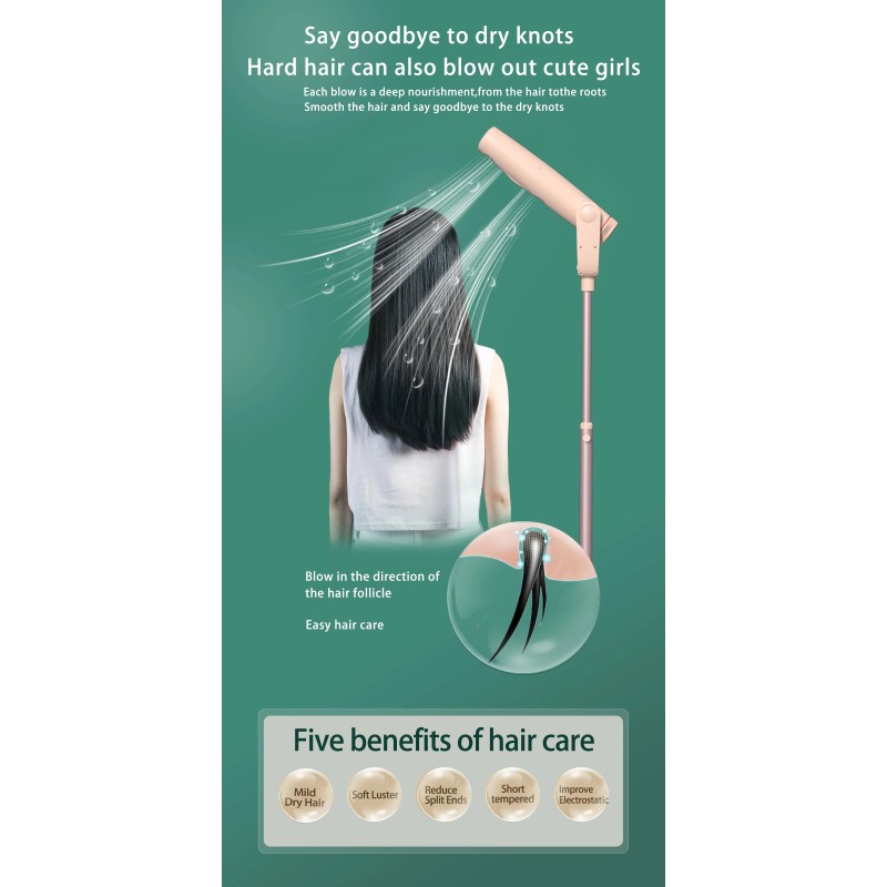 Hands Free Stand up Adjustable Vertical Hot Cold Wind Leafless 20000RPM Hair Blow Dryer Professional Salon Standing Hair Dryer