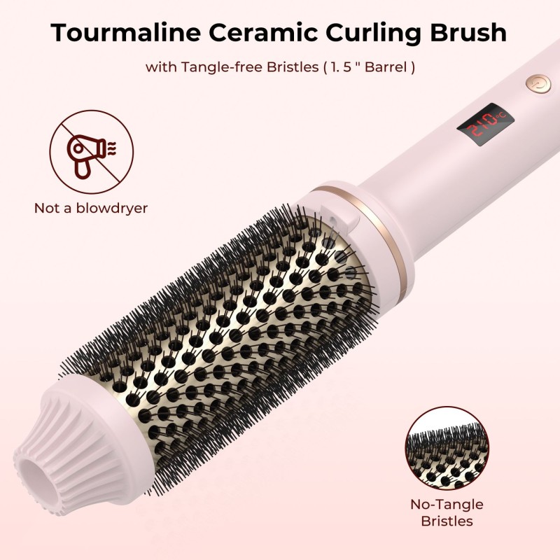 1.5 Inch Hair Styling Tools Electric Hair Straightener Brush Heated Curler Brush Custom Portable Hot Comb Heated Hair Brush