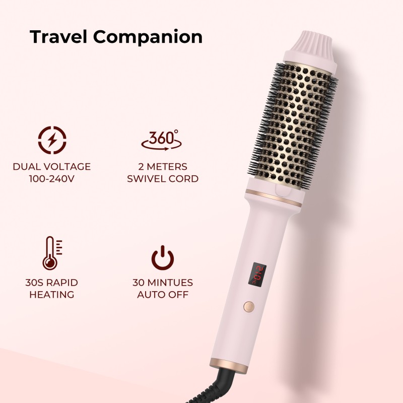 1.5 Inch Hair Styling Tools Electric Hair Straightener Brush Heated Curler Brush Custom Portable Hot Comb Heated Hair Brush