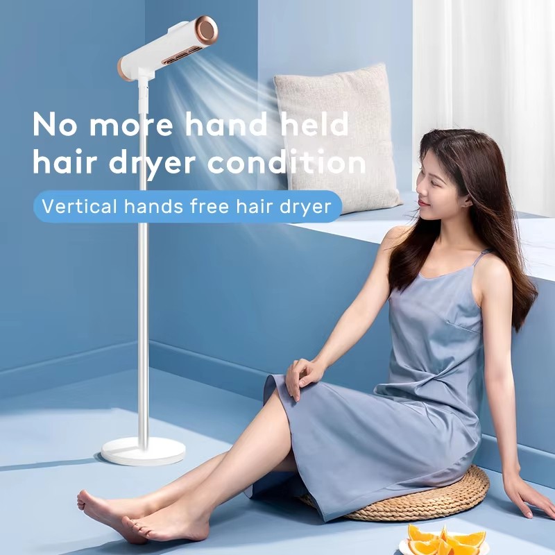 Hands Free Stand up Adjustable Vertical Hot Cold Wind Leafless 20000RPM Hair Blow Dryer Professional Salon Standing Hair Dryer