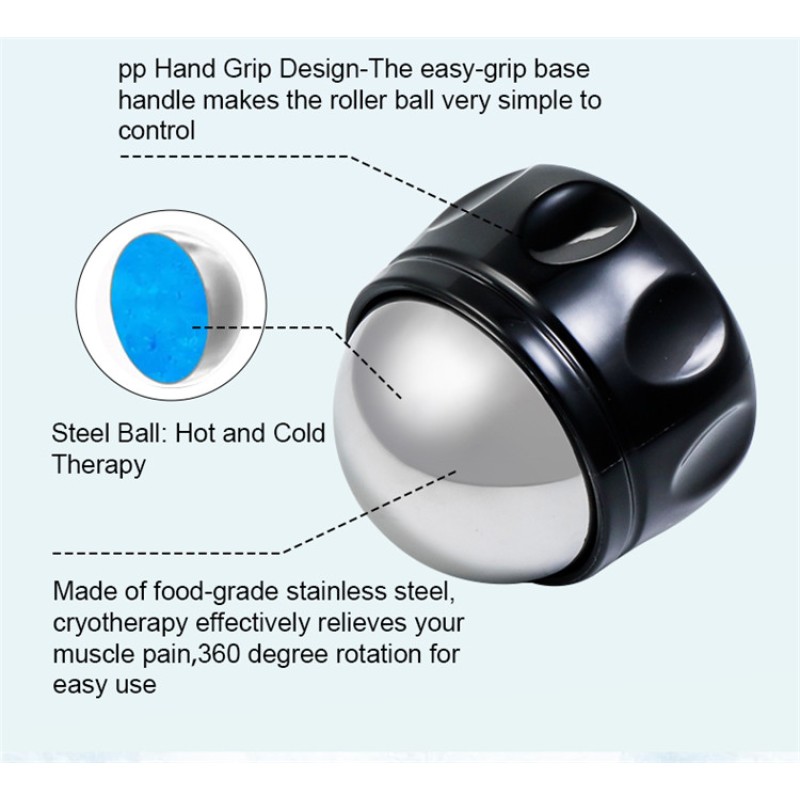 Body Cold Hot Massage Stainless Steel Cryosphere Cold Massage Roller Ball Ice Globes Cooling Facial Ice Roller for Eye Face Body