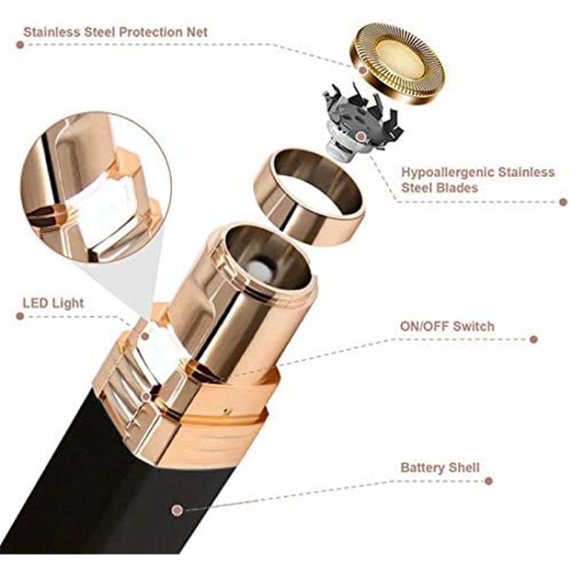 Mini Rechargeable LED Light Electric Eyebrow Trimmer for Women Portable Painless Facial Hair Removal Tool Female Face Design