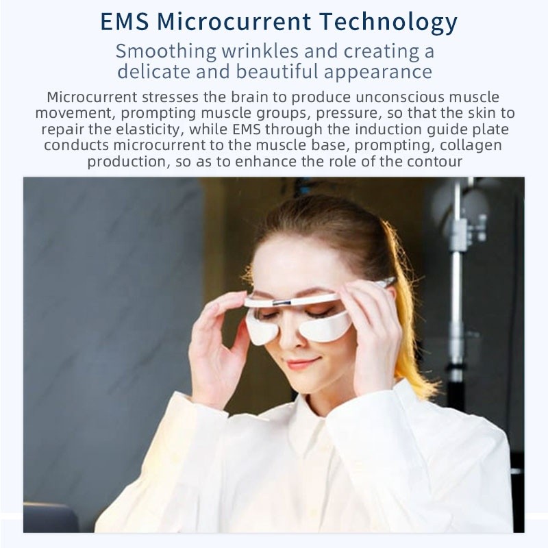 3D Microcurrent Pulse LED Red Light EMS Glasses 3D Eye Wrinkles and Dark Circle Remover Machine Eye Care Massage Equipment