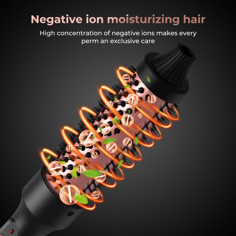 Professional 32mm Dual PTC Automatic Hair Curler Brush 3-in-1 Electric Curling Iron Roller with LED Temperature Display