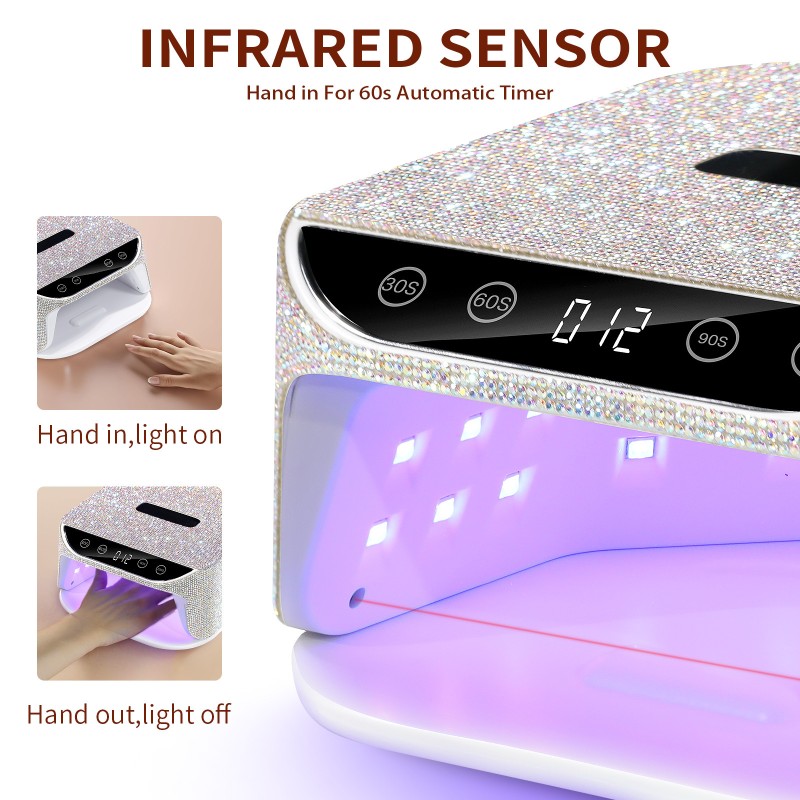 Diamond Rechargeable Uv Led Nail Lamp Wireless Dual Light Cordless Uv Light Nail Lamp Professional for Nails Dryer for Gel