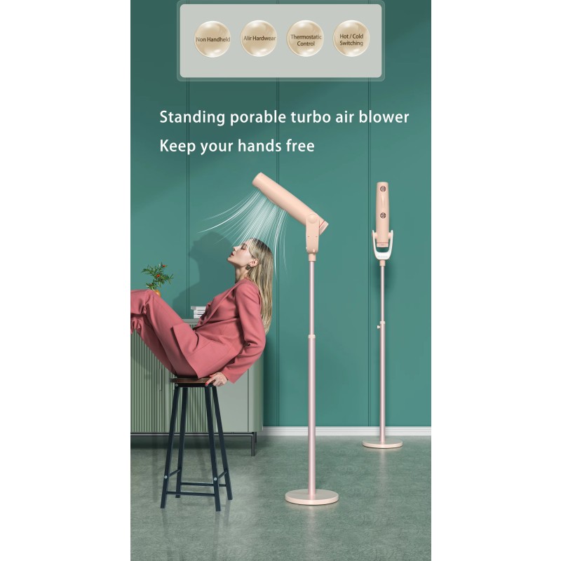 Hands Free Stand up Adjustable Vertical Hot Cold Wind Leafless 20000RPM Hair Blow Dryer Professional Salon Standing Hair Dryer