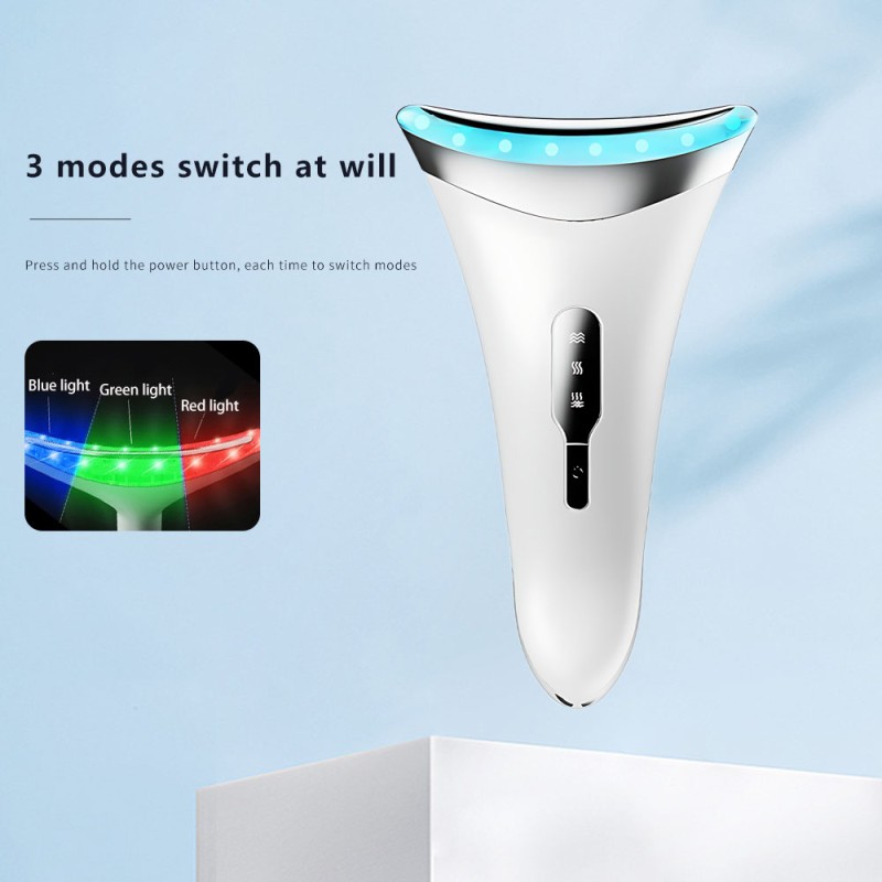 High Frequency Microcurrent ABS Facial Massager LED Light Therapy for Beauty Skin Care Reduces Double Face Neck Lifting Massager