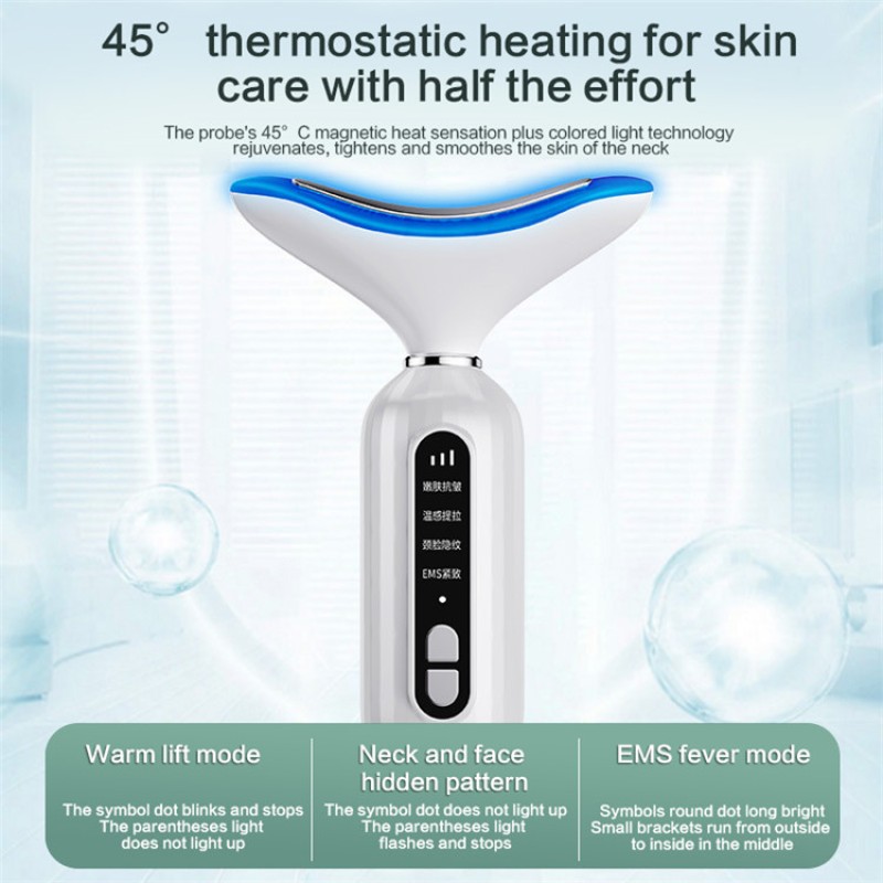 Hot LED EMS Heating Anti-Aging and Anti-Wrinkle Face Neck Lifting Massager 3 Color ABS Skin Care Tool Skin Tightening Feature