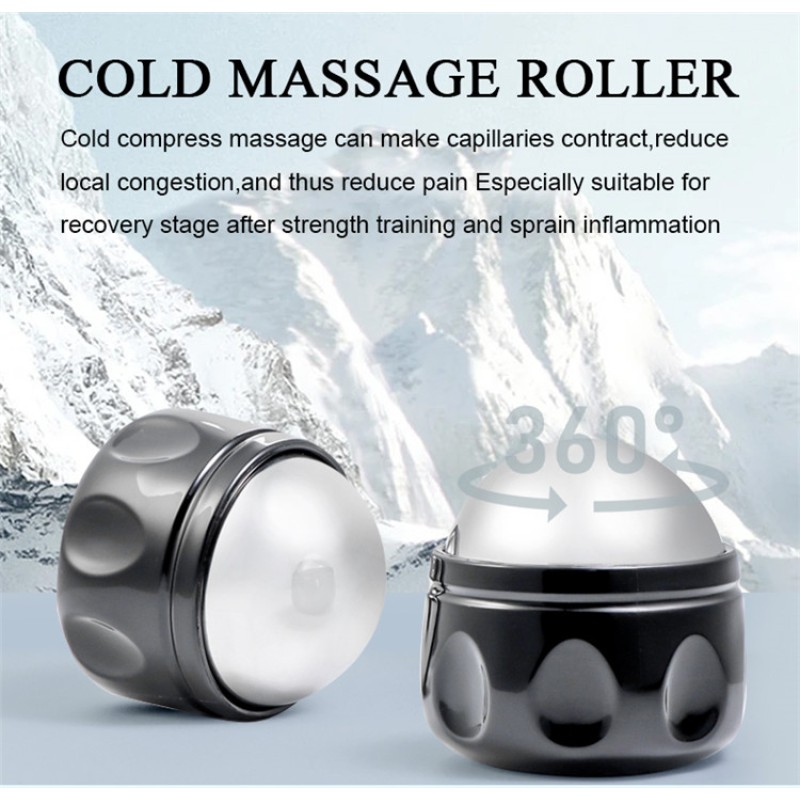 Body Cold Hot Massage Stainless Steel Cryosphere Cold Massage Roller Ball Ice Globes Cooling Facial Ice Roller for Eye Face Body