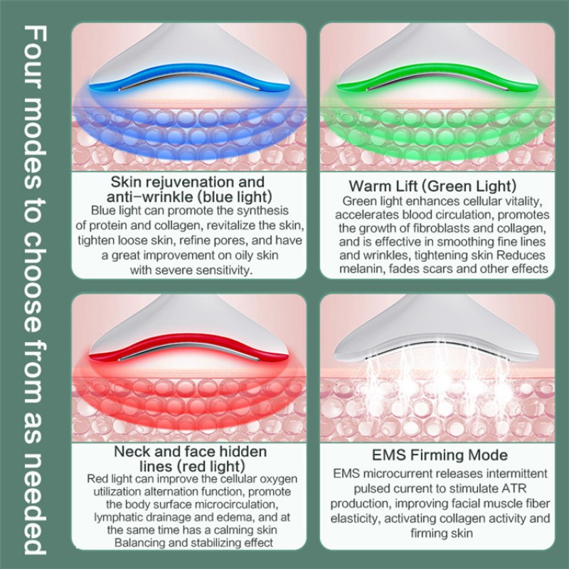 Hot LED EMS Heating Anti-Aging and Anti-Wrinkle Face Neck Lifting Massager 3 Color ABS Skin Care Tool Skin Tightening Feature