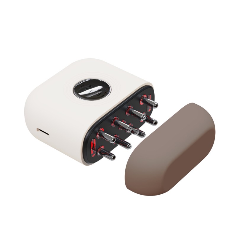 2-in-1 Electric Scalp Massager Brush with Hair Oil Applicator Red Blue Light Targeted Hair Growth for Head Application