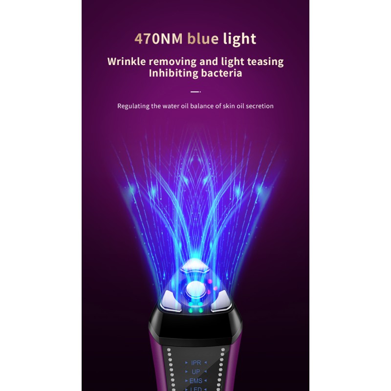 Anti Wrinkle Removal Age Defying Facial Massager Skin Tightening Device LED Red Blue Light Heat EMS Massage Face Firming Lifter