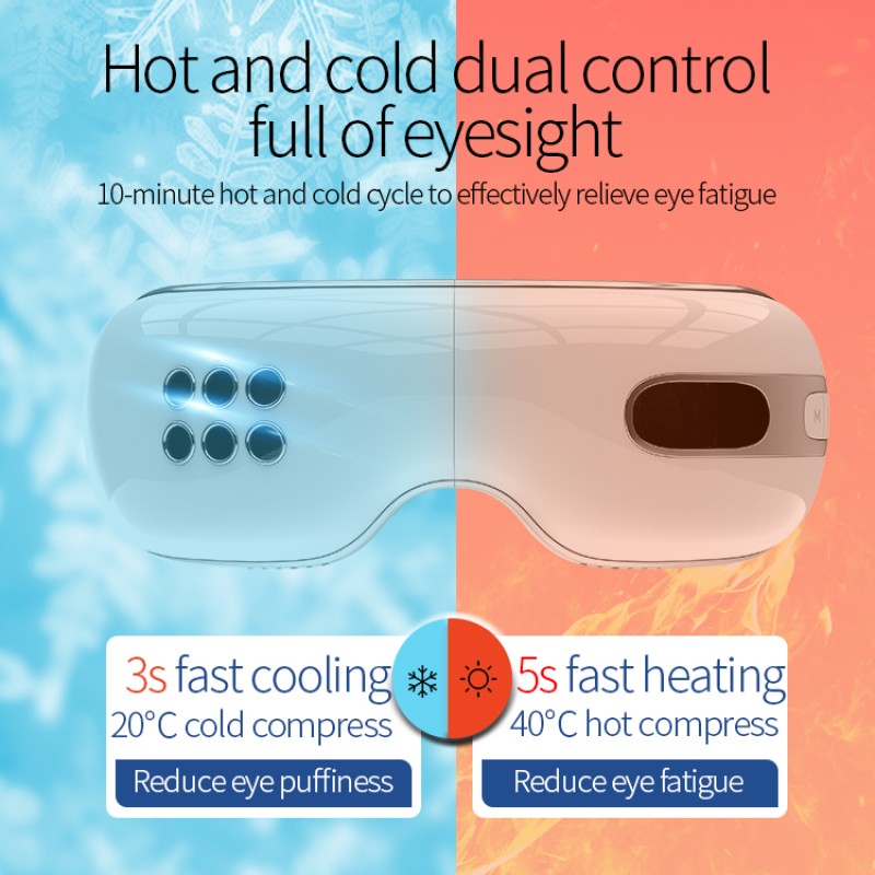 Eye Mask Care Device Rechargeable Relax Vibration Smart Hot Cold Eye Massager for Dry Eyes Dark Circles Migraine