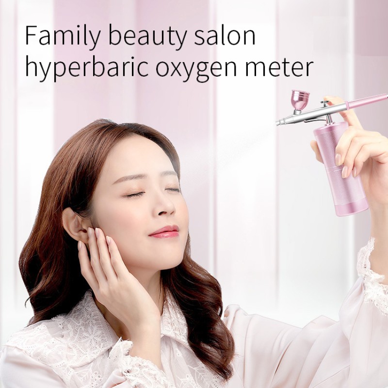 Handheld Mini Nail Art Spray Gun Kit Facial Nano Mist Oxygen Injector with Airbrush Compressor Metal Material for Paint Tattoo