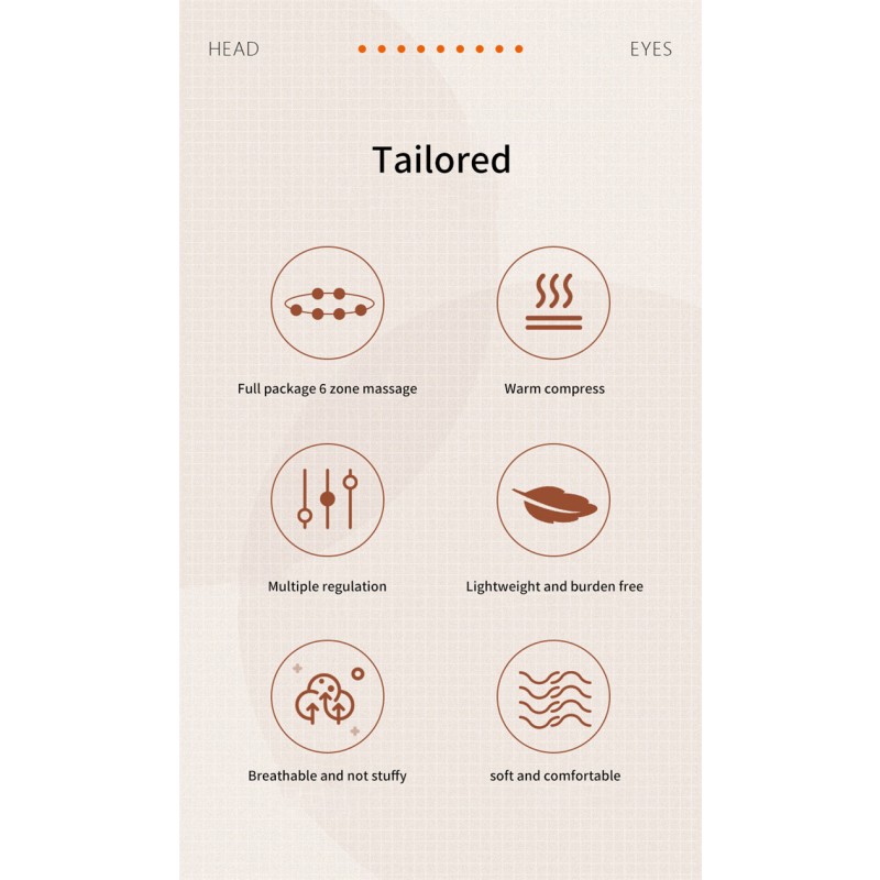 Headache Fatigue Relief 6 Zone Airbag Massage Scalp Cap Eye Massager Sleep Aid Head Massager Device With Heat Compression