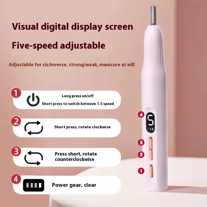 Home Salon Use Portable Rechargeable Nail File Professional Electric Nail Drill with UV LED Nail Lamp