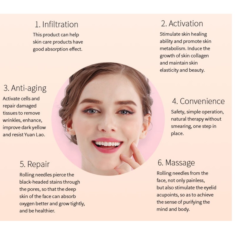 Microneedle Titanium Dermaroller 64 192 Gold Tips Hydra Derma Roller for Hyaluronic Acid Serum