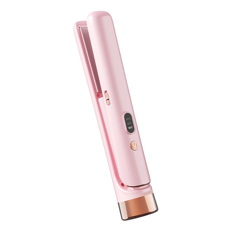 Portable USB Rechargeable Wireless Travel Hair Curler Mini Flat Iron Women Cordless Hair Straightener