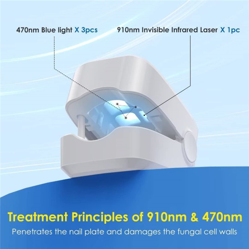 Nail Fungus Cleaning Laser Device 910nm 470nm Blue Light Therapy Nail Fungus Treatment for Toenail Fingernails Onychomycosis