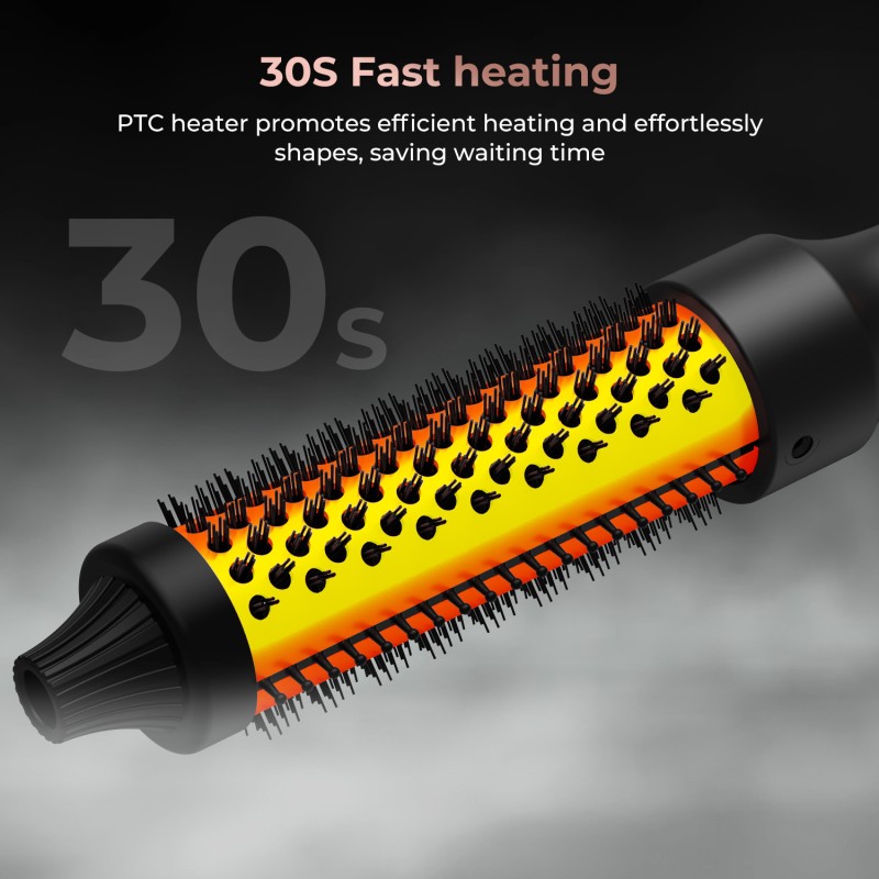Professional 32mm Dual PTC Automatic Hair Curler Brush 3-in-1 Electric Curling Iron Roller with LED Temperature Display