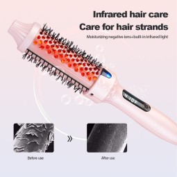 Portable Ionic Negative Ion Infrared Thermal Brush Hot Comb PTC Heating Ceramic Hair Curling Brush Bristle Electric Hair Brush