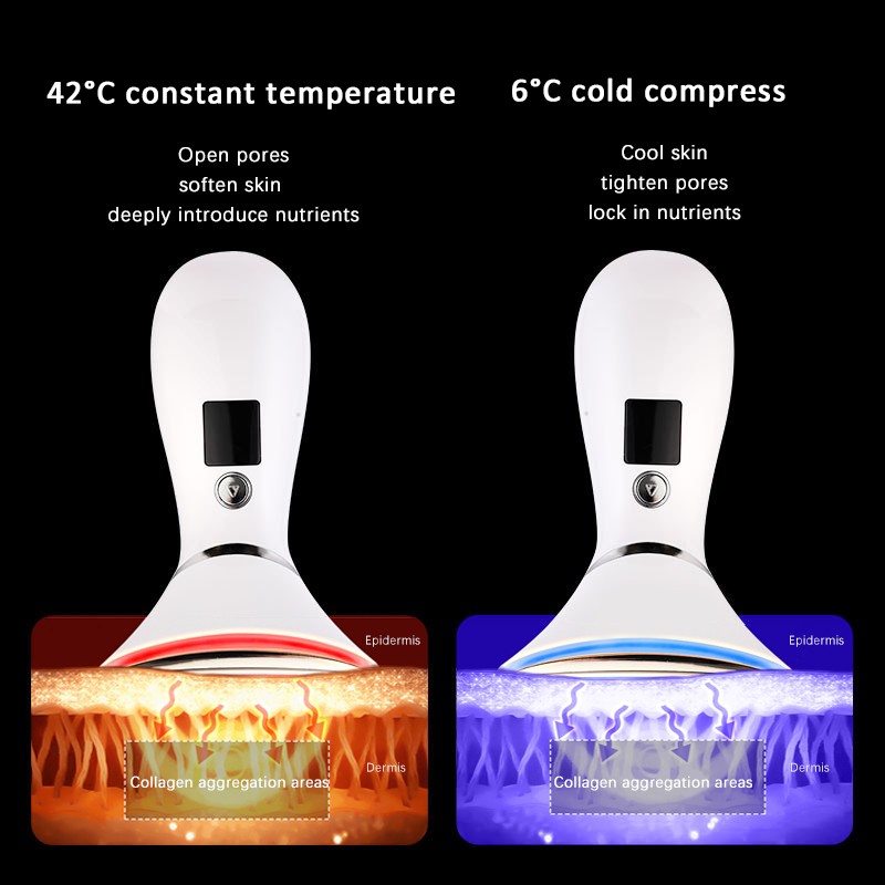 Women's High Frequency Microcurrent LED Photon EMS Facial Neck Lift Device ABS Skin Care Hot Cold Modes Skin Tightening