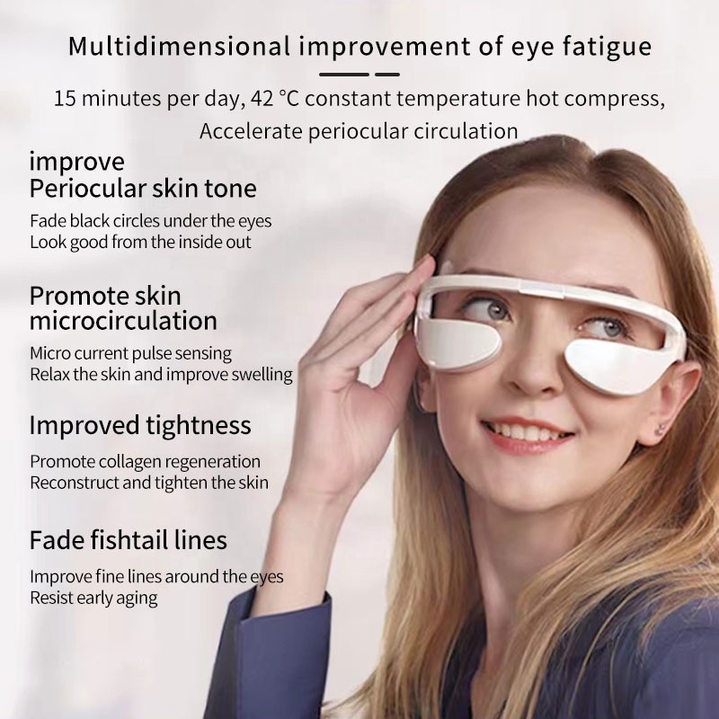 3D Microcurrent Pulse LED Red Light EMS Glasses 3D Eye Wrinkles and Dark Circle Remover Machine Eye Care Massage Equipment