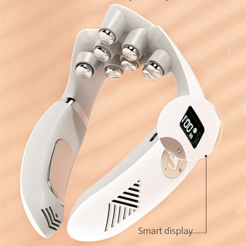 Portable Mini Smart Voice Rechargeable Neck & Shoulder Massager with Heat/Cool Features Provides Pain Relief