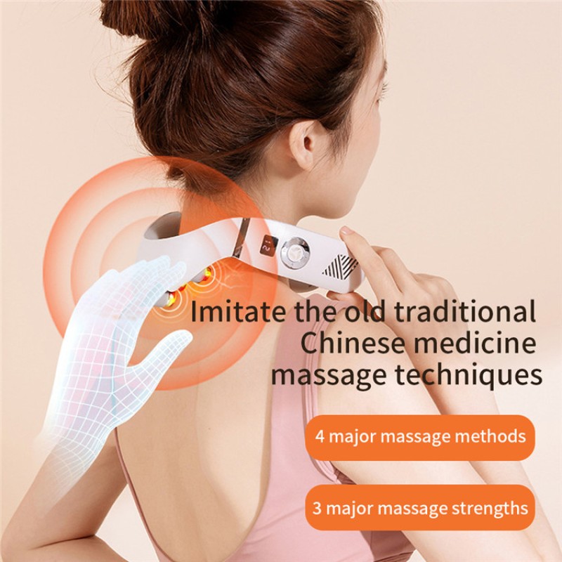 Portable Mini Smart Voice Rechargeable Neck & Shoulder Massager with Heat/Cool Features Provides Pain Relief